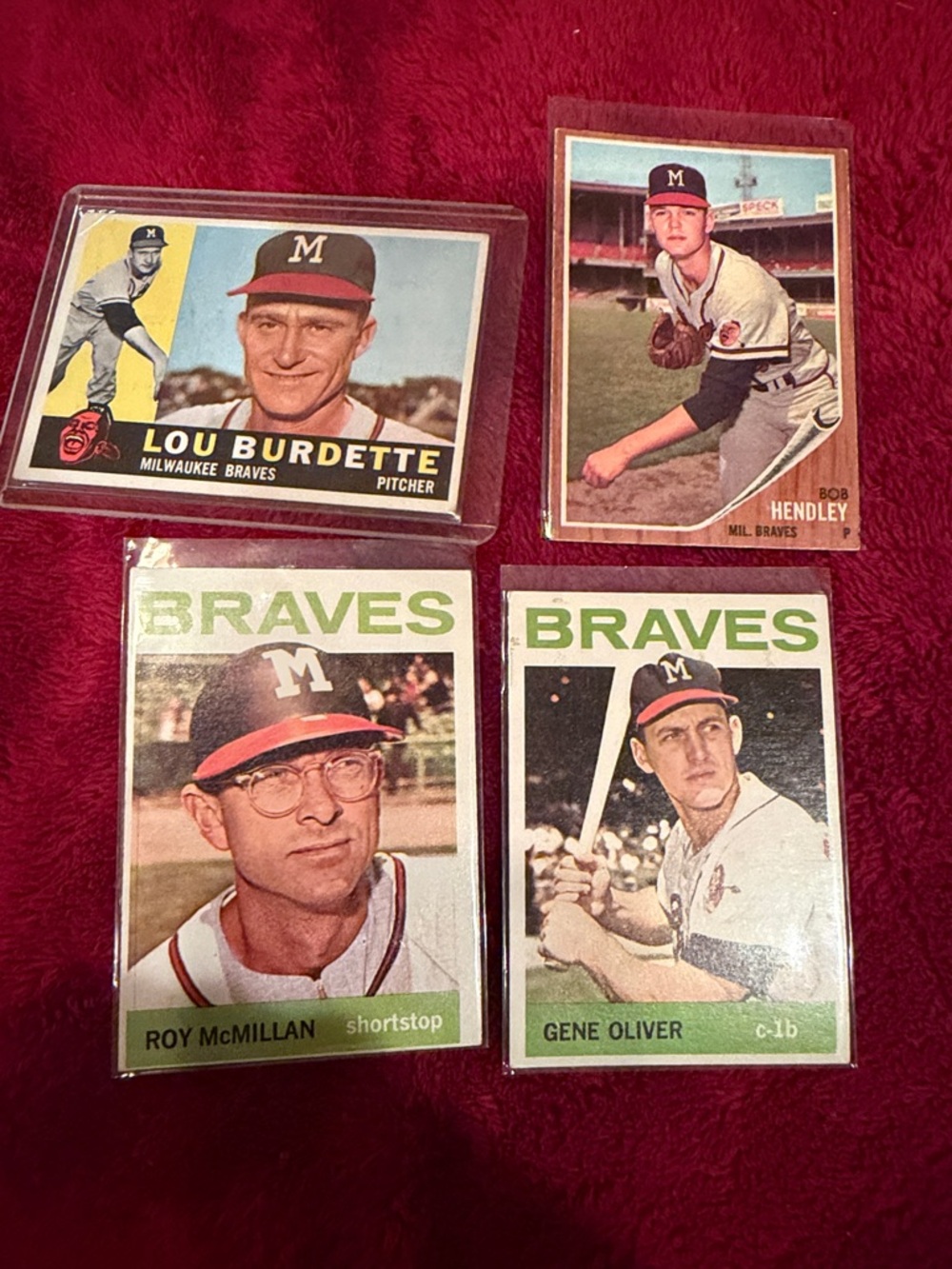 4 Milwaukee Braves Vintage Baseball Cards - Collectors Item